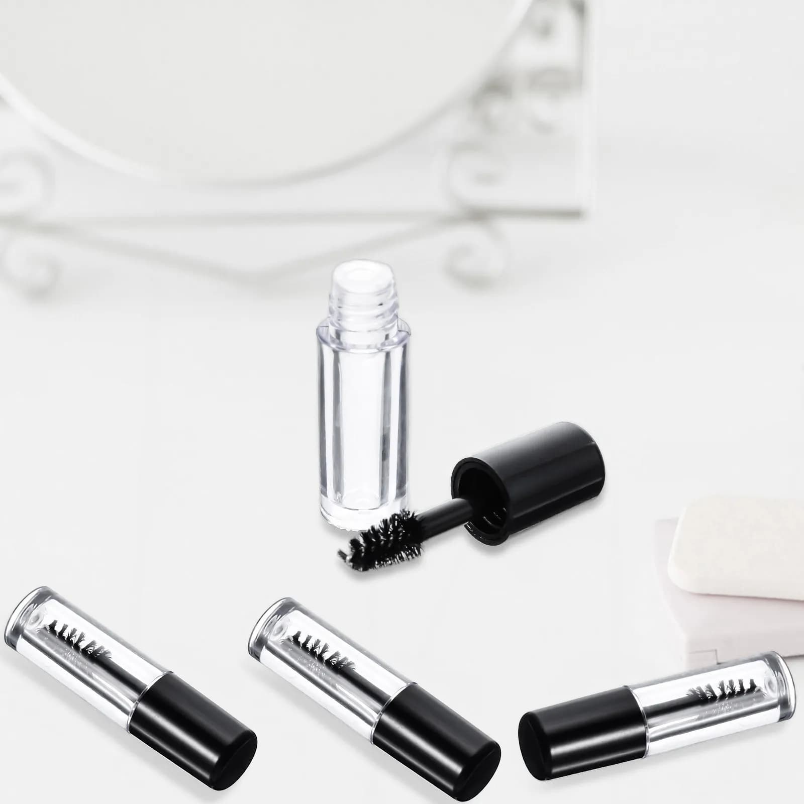 20 tubi vuoti per mascara, contenitori compatti portatili ricaricabili per crema per ciglia, bottiglie trasparenti a tenuta stagna, per uso in viaggio