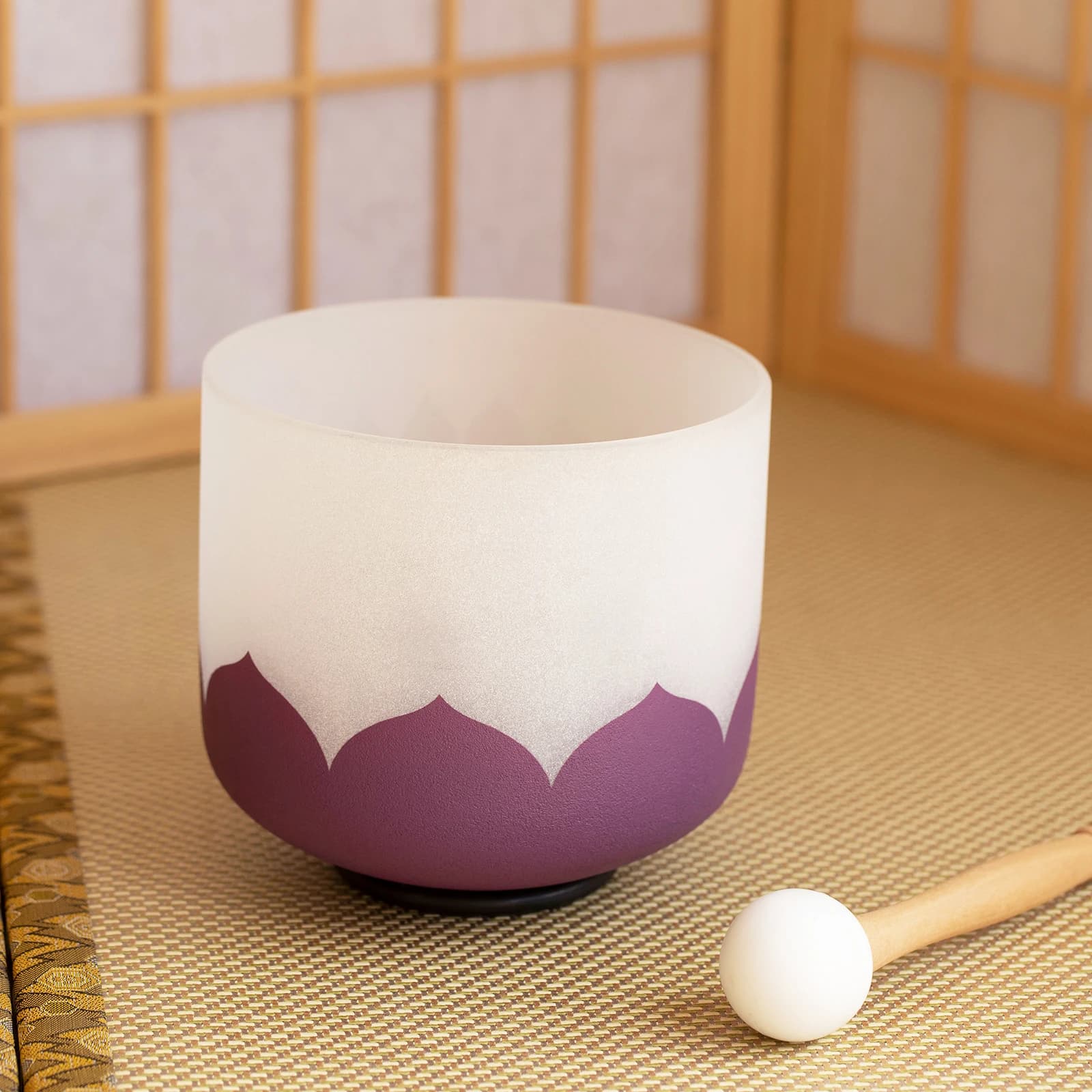 7"B Crown Rainbow Chakra Crystal Singing Bowl Quartz Sound Bath with Free Case