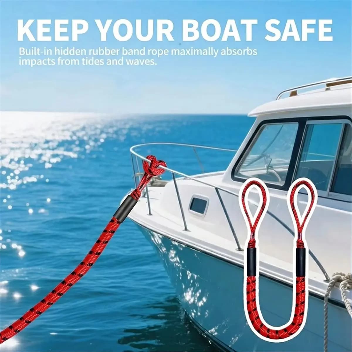 ABNH 2Pcs Boat Bungee Dock Lines Boat Marine Rope for Kayak Jet Ski Dock Boating Bungee Dock Line Anti- Accessories