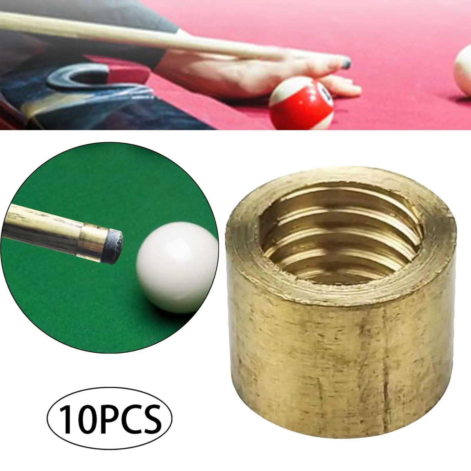 Pool Cue Ferrule Copper Repair Tube Set Accessories for Snooker and Billiards Cue Tip Upgrade