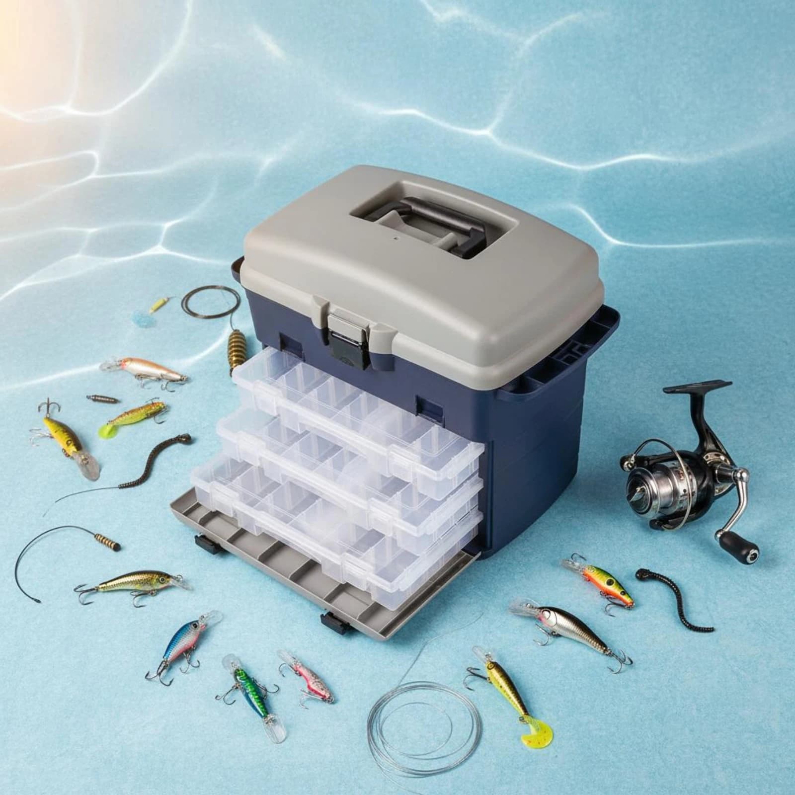 Lure Storage Box Multi-Compartment Fishing Tackle Box Outdoor Gear Double-Layer Design Waterproof