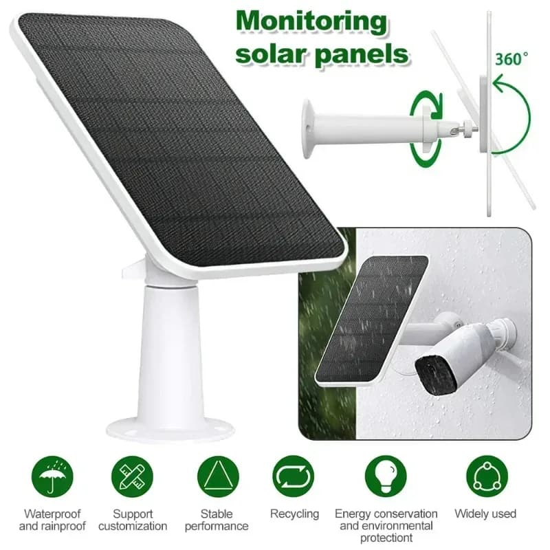 Monocrystalline Silicon 4W Waterproof Solar Panel Charger for Outdoor Surveillance Doorbell Camera