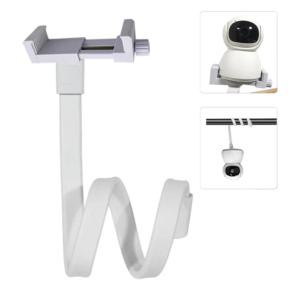 Universal support for Baby Monitor children's camera support flexible white longer, ideal cradle rod for mounting on IP camera without hole
