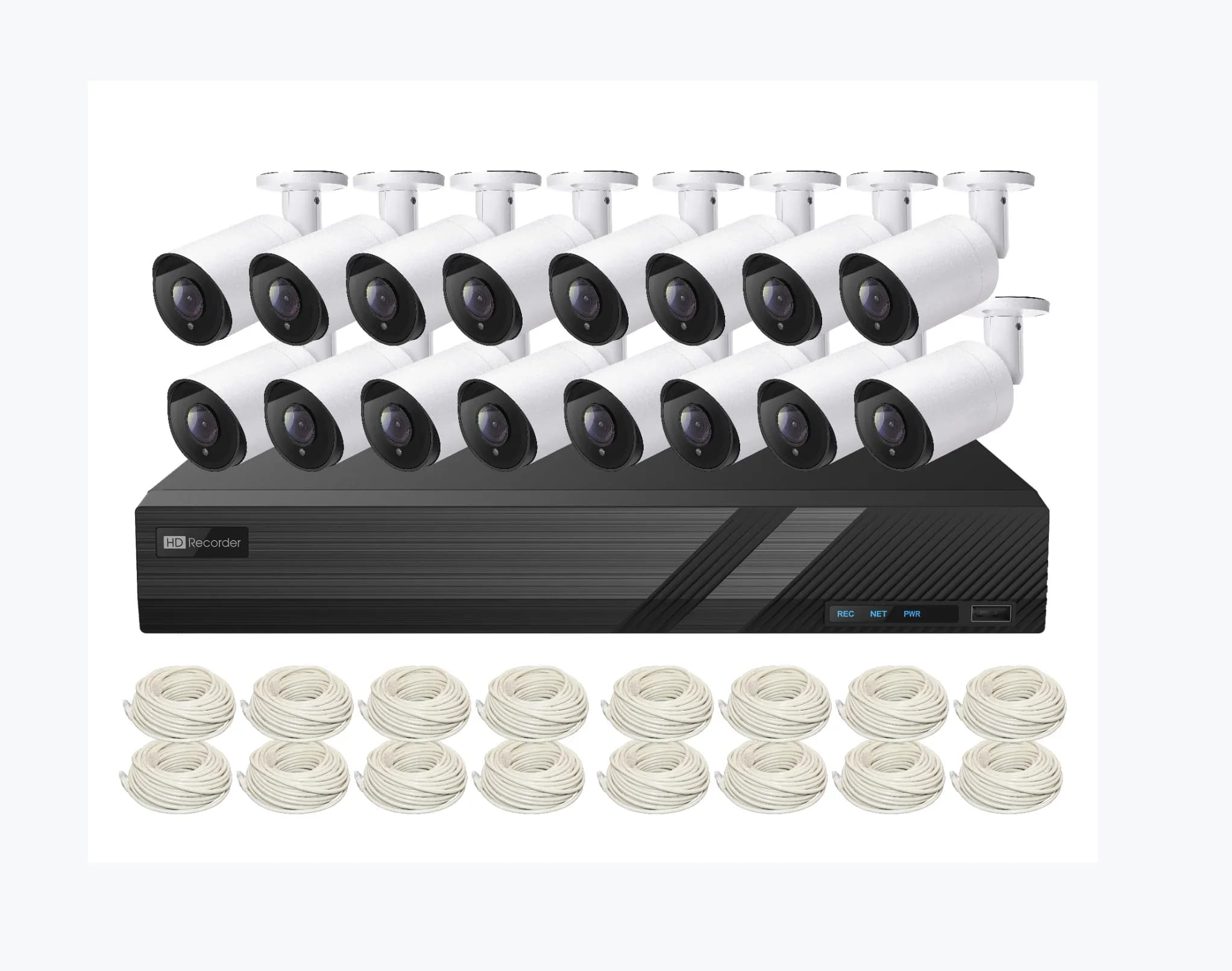Sistemi di telecamere bullet di sicurezza PoE da 8 MP Kit NVR da 16 canali, telecamera IP POE da 16 pezzi da 8 MP, registratore NVR PoE da 16 canali 4K