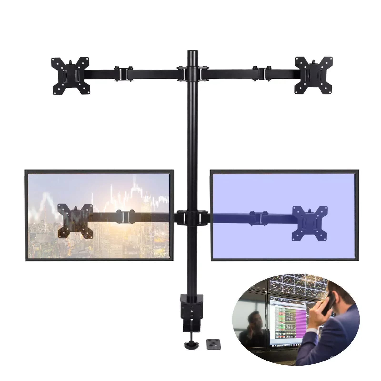 Staffa per schermo per carichi pesanti a 4 bracci Display per schermo da 10-27 pollici Supporto per monitor Supporto per monitor multiplo Supporto per computer desktop verticale