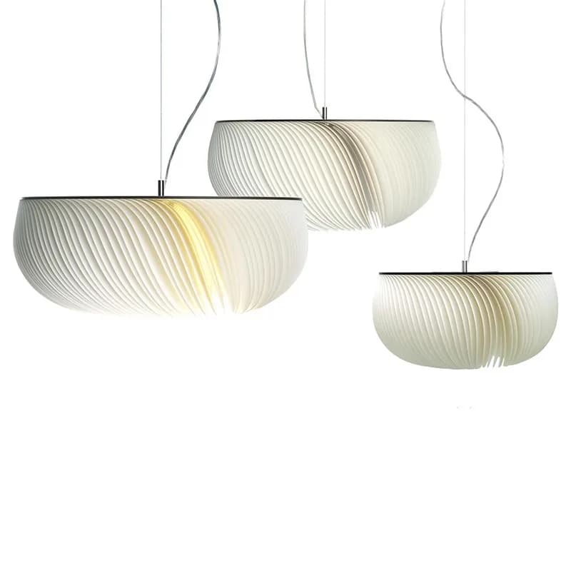 Minimalist Pleated Pendant Light Parchment Shade Hanging Lamp for Living Room Bedroom Study Desk Bedside Decor
