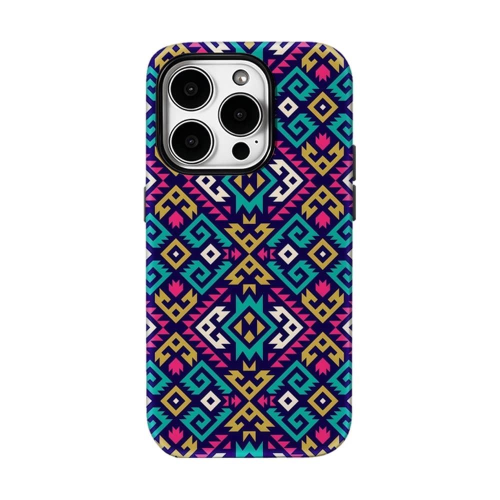 Custodia per telefono Aztec Geo Weave per iPhone 17 16 15 14 13 Pro Max Plus, custodia magnetica robusta a strato singolo/doppio