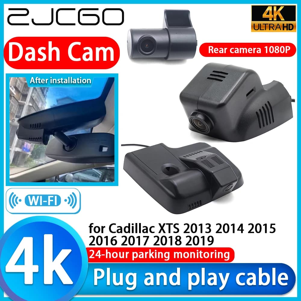 4K DVR camera for Cadillac XTS cars 2013-2019, Dash Cam 2160P with Sony lens, monitor and parking video recorder