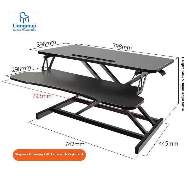 Scrivania per computer pieghevole regolabile in altezza con vassoio per tastiera per banco da lavoro per supporto da tavolo per laptop con ascensore da gioco per ufficio domestico