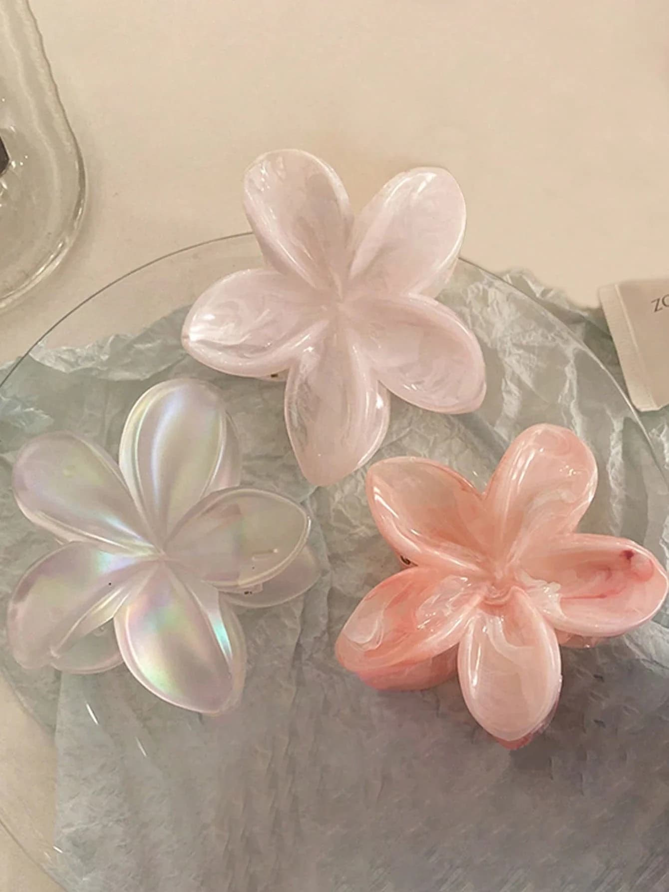 Fermagli per capelli a forma di fiore da 8 cm, fermagli a becco d'anatra in plastica da donna, accessori per capelli alla moda e leggeri