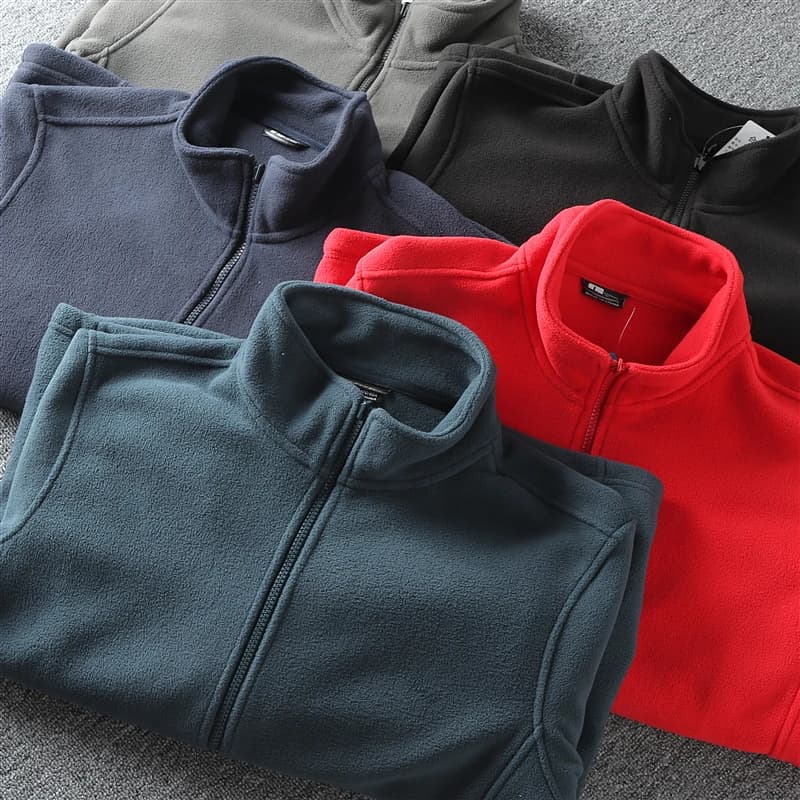 Custom Woven Fleece Fabric Stand Collar Outdoor Leisure Men's Jacket Windproof Warm Autumn Winter Fashion City Style Long Sleeve