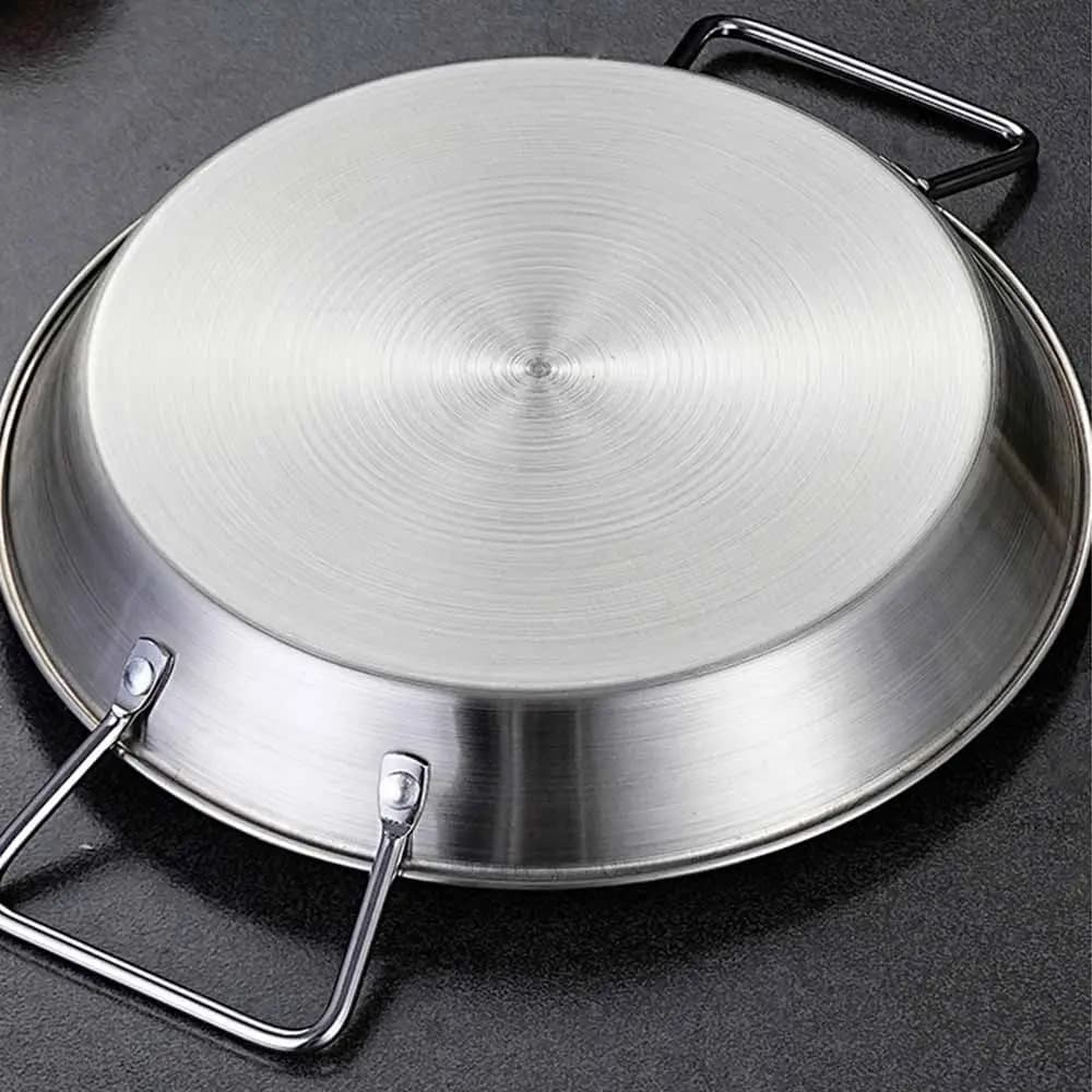 18/20/22/24cm Seafood Plate Nonstick Surface Flat Bottom Frying Pan Thickened Base Uniform Heat Transfer Stainless Steel Pan