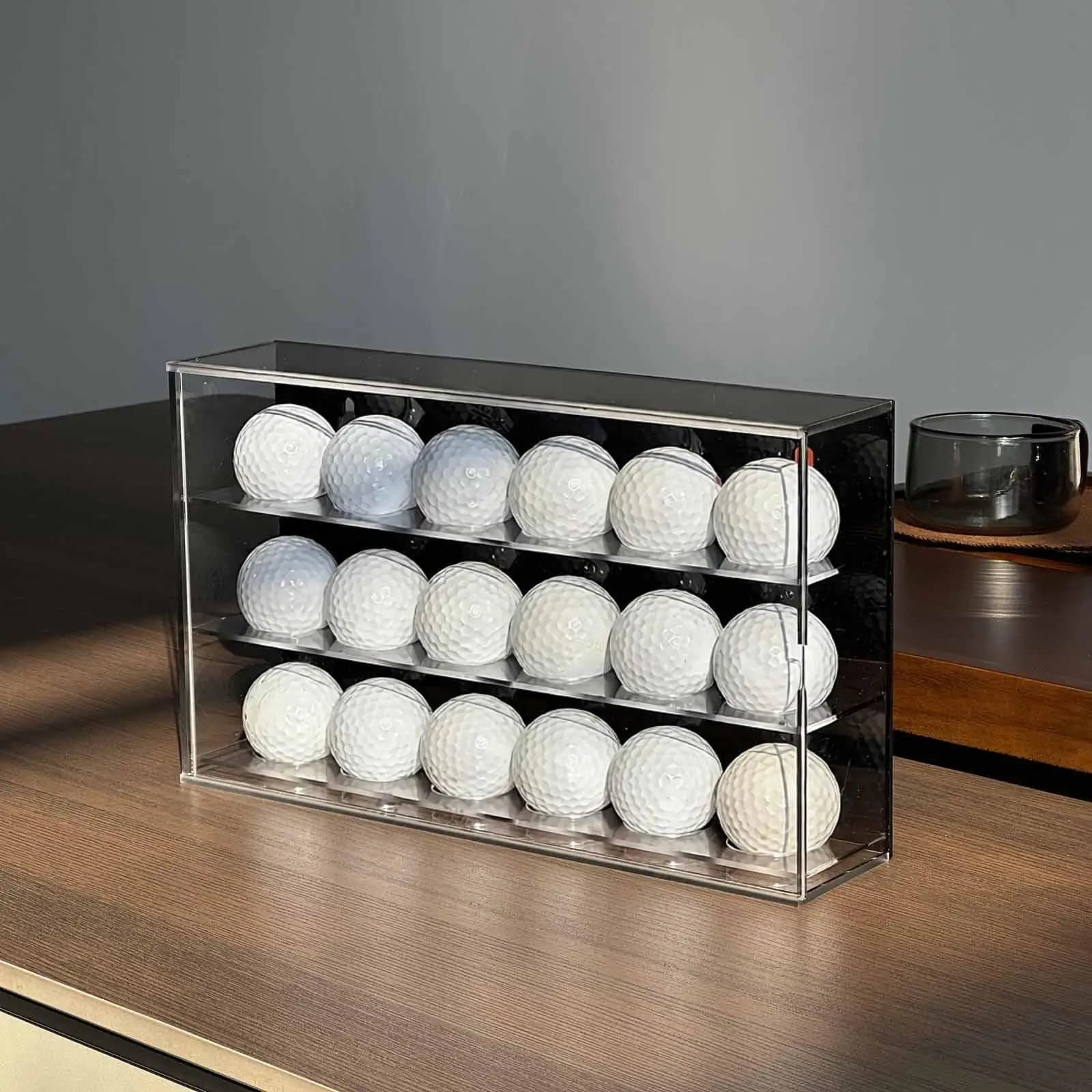 Acrylic Golf Ball Display Case Three Layer Storage Box Collector Holder for Golf Gadget Organizer and Accessories