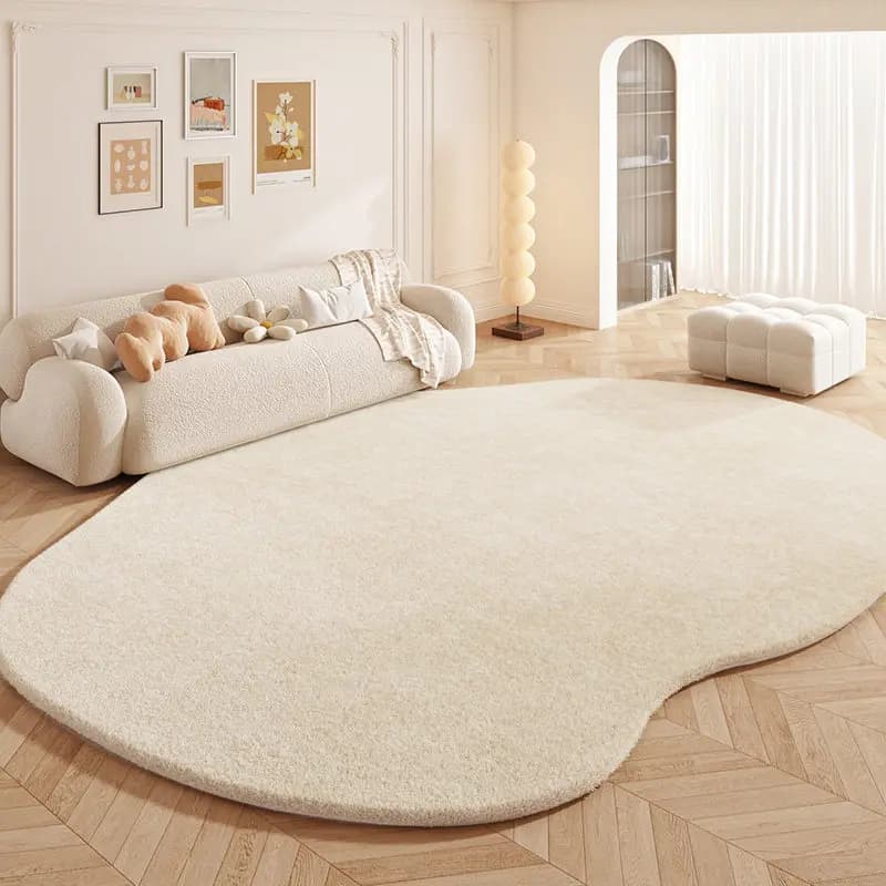 Tappeto da Pavimento Stile Crema, Forma Irregolare, Tappeto per Salotto, Spesso e Morbido, Decorazione per Camera da Letto, Tappeti Soffici e Morbidi per Soggiorno