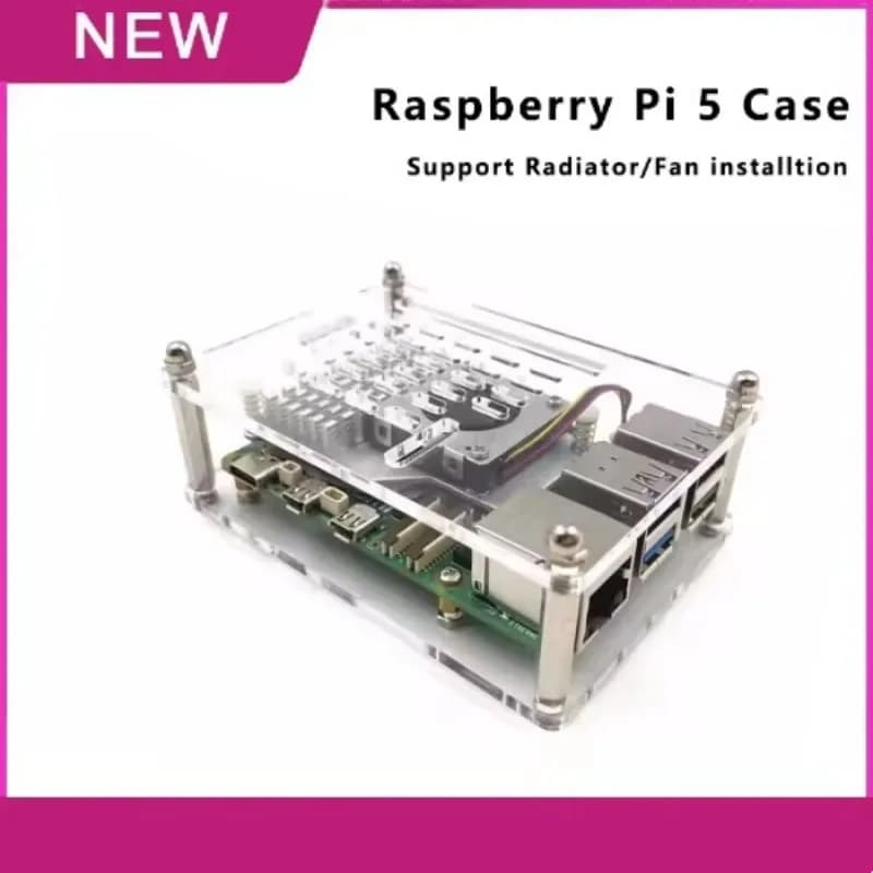 Raspberry PI 5/5B Acrylic Case for easy mounting with shell box for radiator/wind