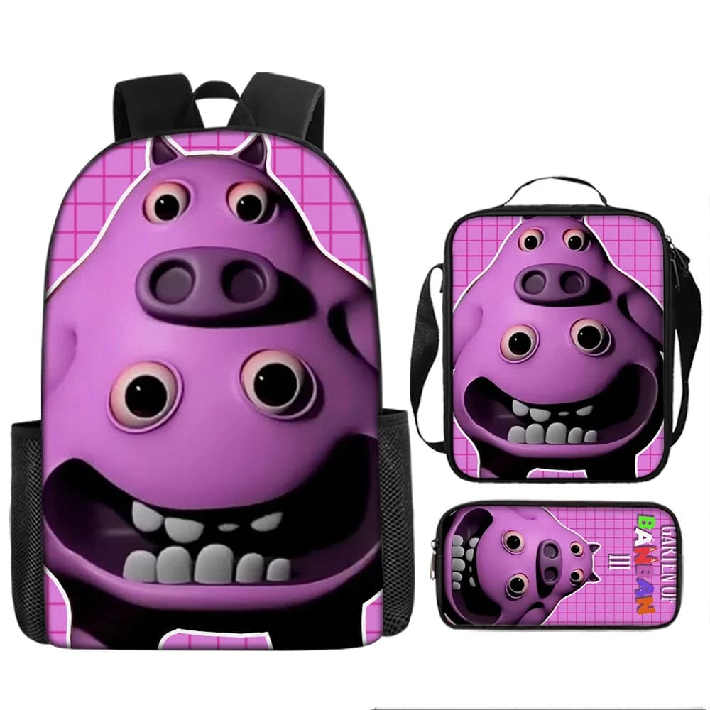 Harajuku Youthful Funny Garten of Banban 3D Printed 3pcs/Set Student Travel bags Laptop Daypack Backpack Lunch Bag Pencil Case