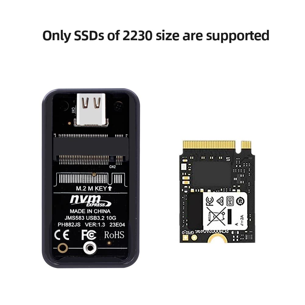 Adattatore per disco rigido esterno NVMe Type-C USB3.1 Gen2 10Gbps per SSD M.2 2230