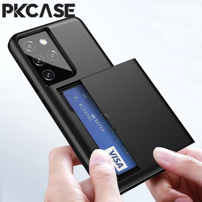 PKCASE Custodia a portafoglio con slot per schede per Samsung S26 S25 Edge S24 S23 FE Nota 20 Ultra A55 A56 A36 A16 A17 Cover