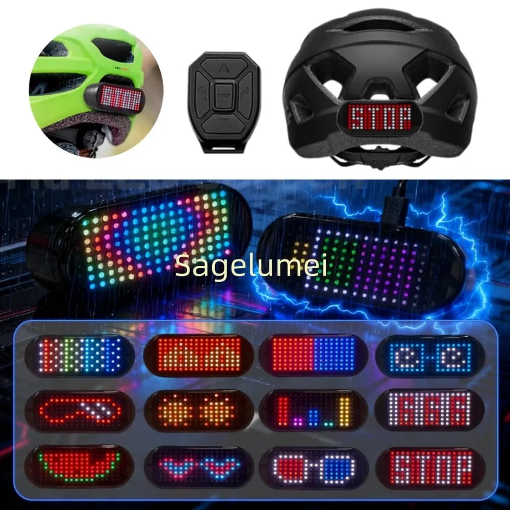 New DIY LED Screen for Helmet, Bicycle Warning Light, RGB Decorative Safety Light for Skateboard, Scooter and Bike