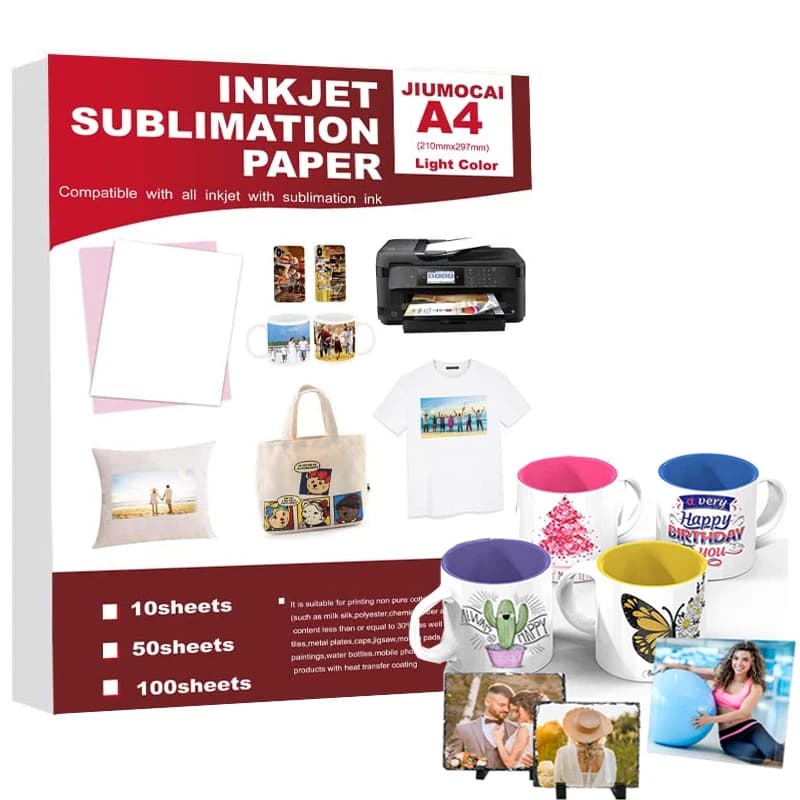 A4 Sublimation Heat Transfer Paper for Polyester Cotton T-Shirt Cushion Fabrics Cloth Mugs Phone Case DIY Printing Desig