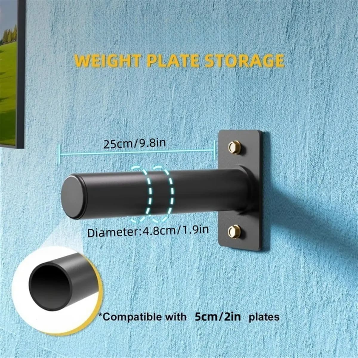 1Pc Wall Mounted Weight Plate Holder Weight Rack Storage for Weight Plate Wall-Mounted Plate Rack Barbell Plate Rack