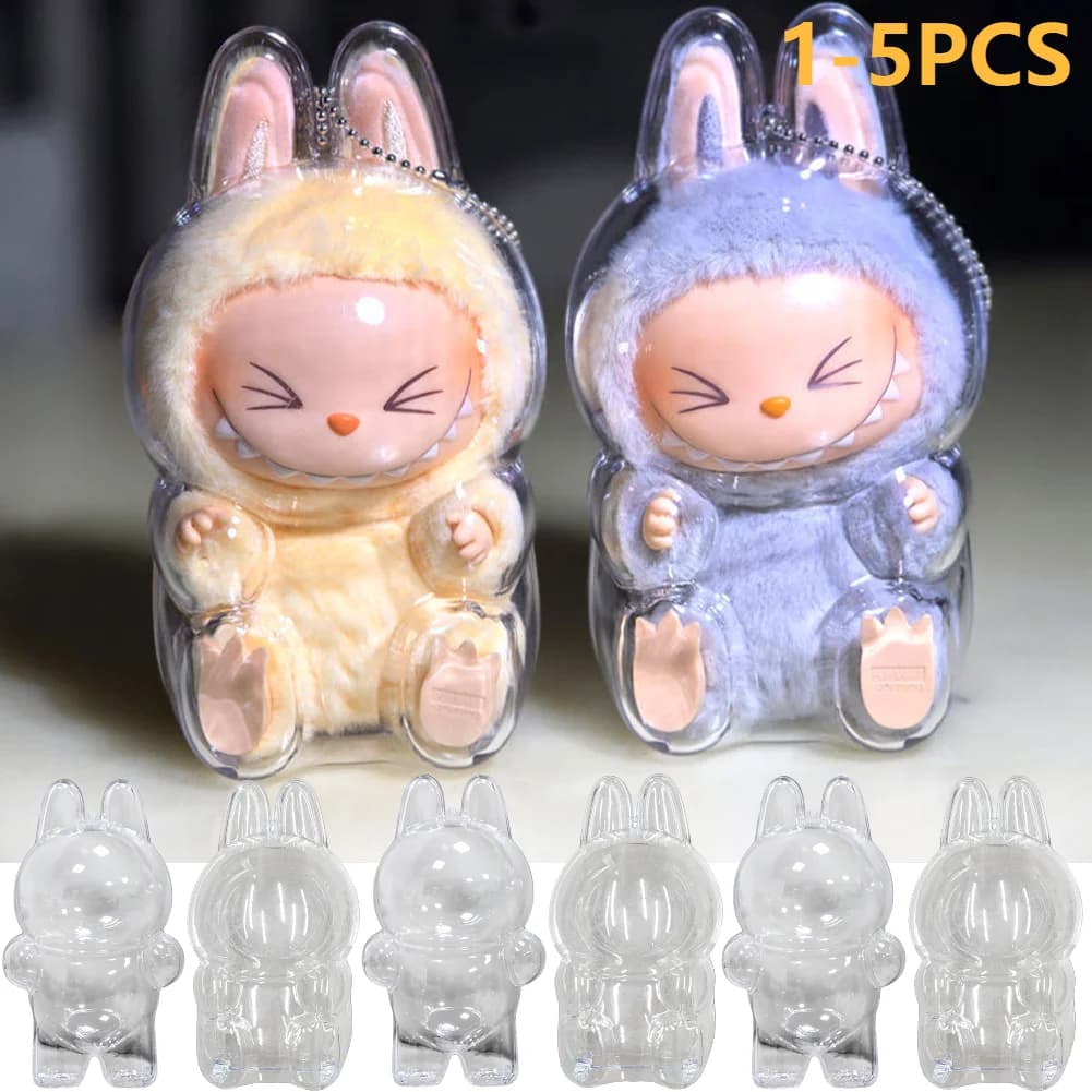 2025 LABUBU Trasparente Macaron Custodia antipolvere Popmart Bubble Mart Accessori per bambole Elf Doll Cover Scatola di immagazzinaggio Regalo di Natale Capodanno