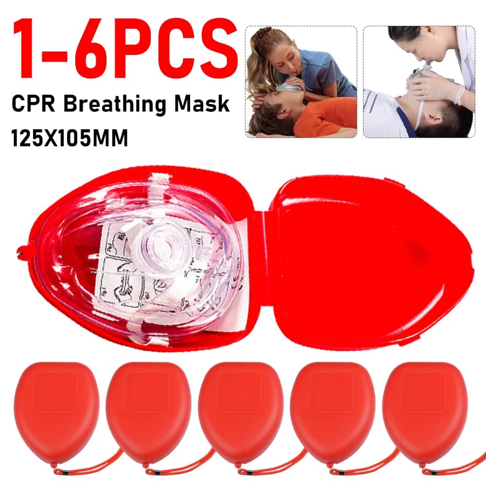 1-6PC First Aid CPR Breathing Mask With One-way Valve Artificial Respiration Protective Mouth Mask Outdoor Emergency Rescue Tool