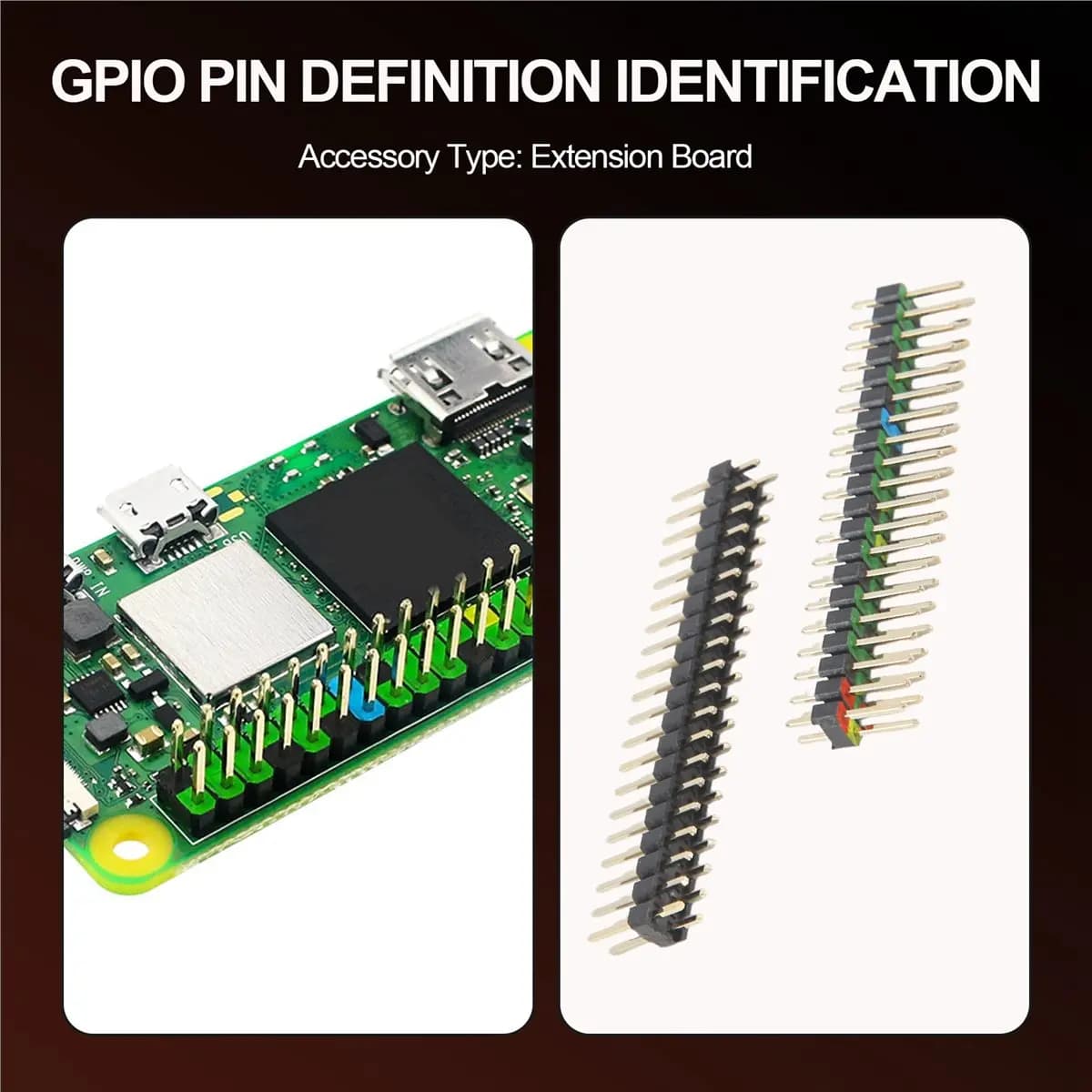 A64K 5 Pezzi Connettore GPIO Maschio a 20 Pin (2x20) per Raspberry Pi Zero, Connettore GPIO Maschio a Doppia Fila da 20 Pin, Header Impilabile per Estensione