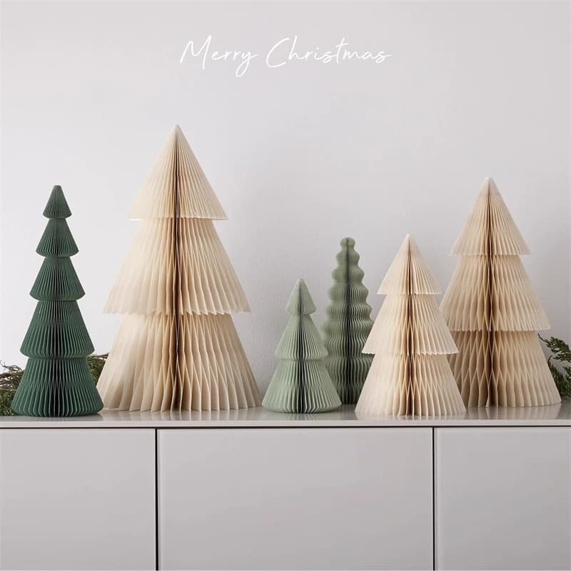 Christmas Origami Tree Decorations New Mini Paper Trees For Table Centerpiece Home Office Desk Photo Props Holiday Gift