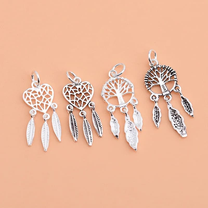 925 sterling silver Thai silver jewelry accessories Life tree dream catcher pendant Love dream catcher pendant DIY item pendant
