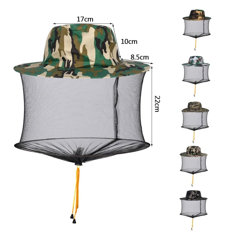 Cappello protettivo per apicoltore Cappello per zanzare con rete nascosta Mesh repellente per insetti Protezione per uomo Donna Protezione solare per esterni Berretto da pesca