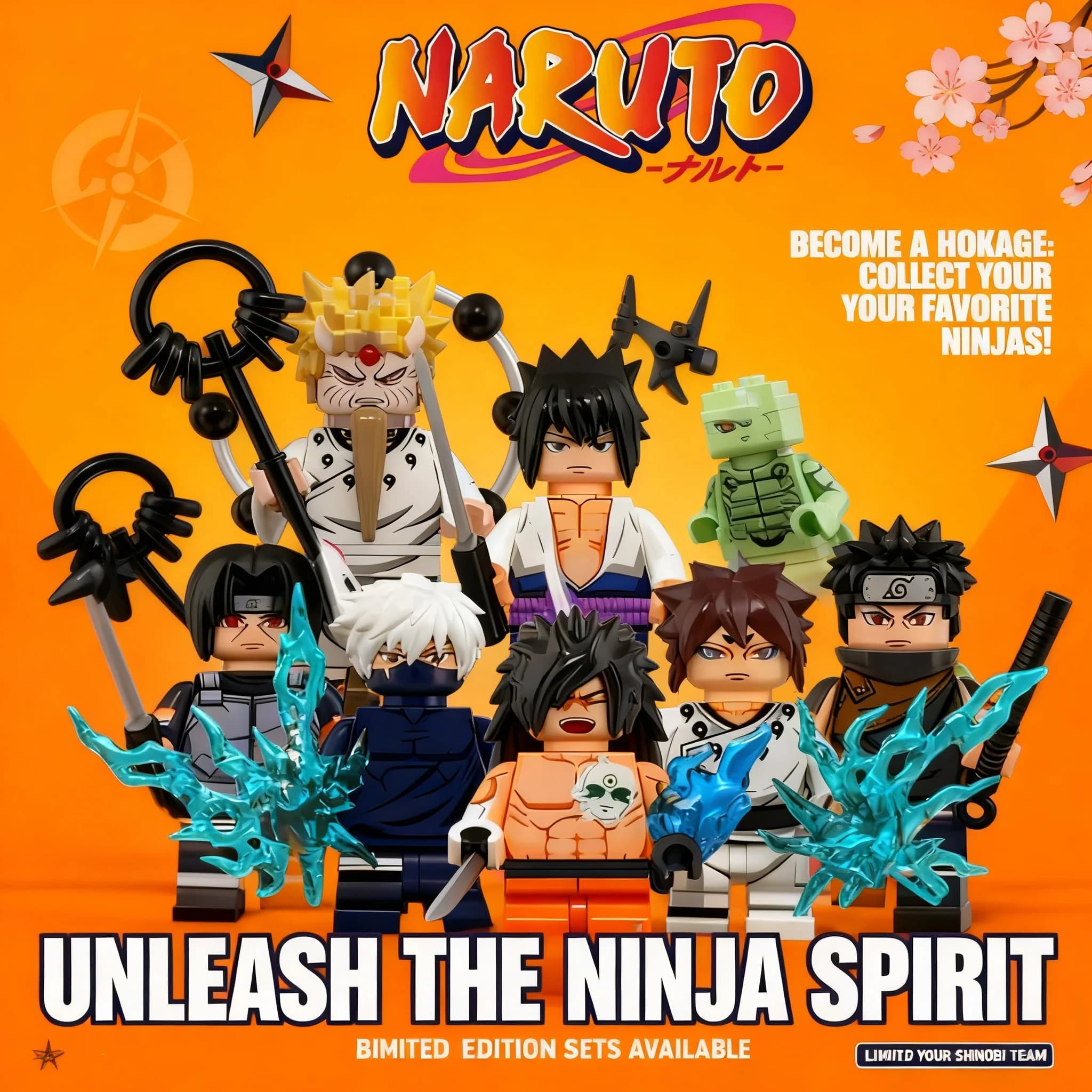Mini Blocchi Personaggi Naruto: Sasuke, Uchiha, Itachi, Kakashi, Jiraiya, Tsunade, Obito WM6155 WM6154 WM6153, Collezione Anime Indora