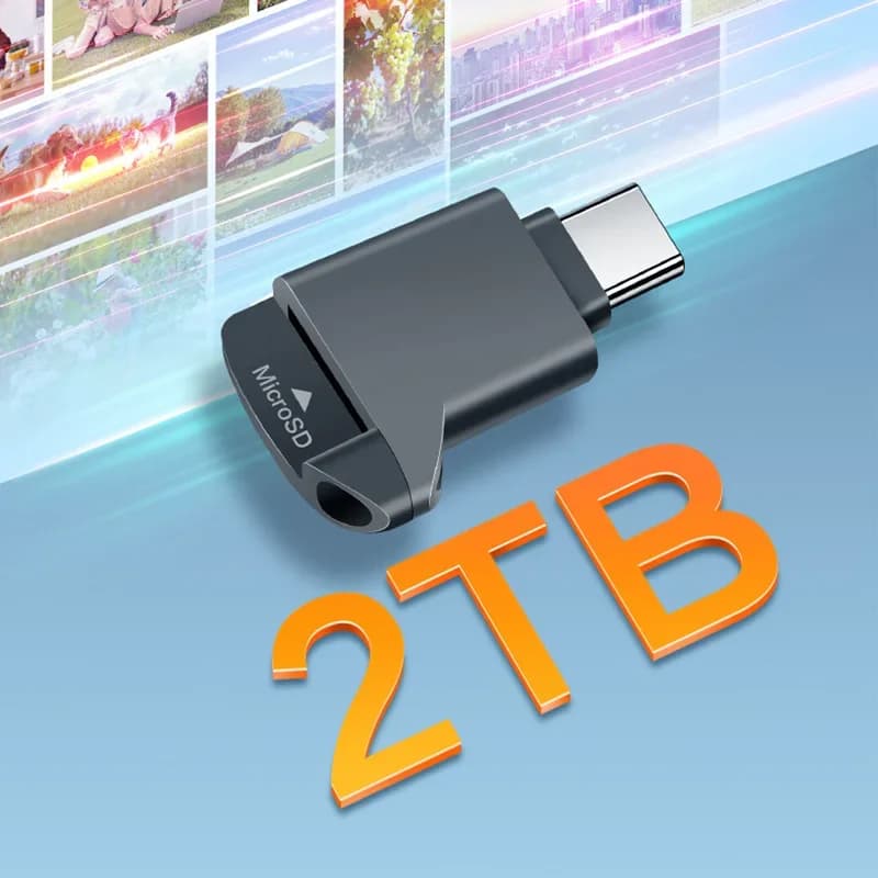 Lettore di schede TF mini USB-C 2.0 nero per archiviazione esterna, compatibile con iPhone 17/16