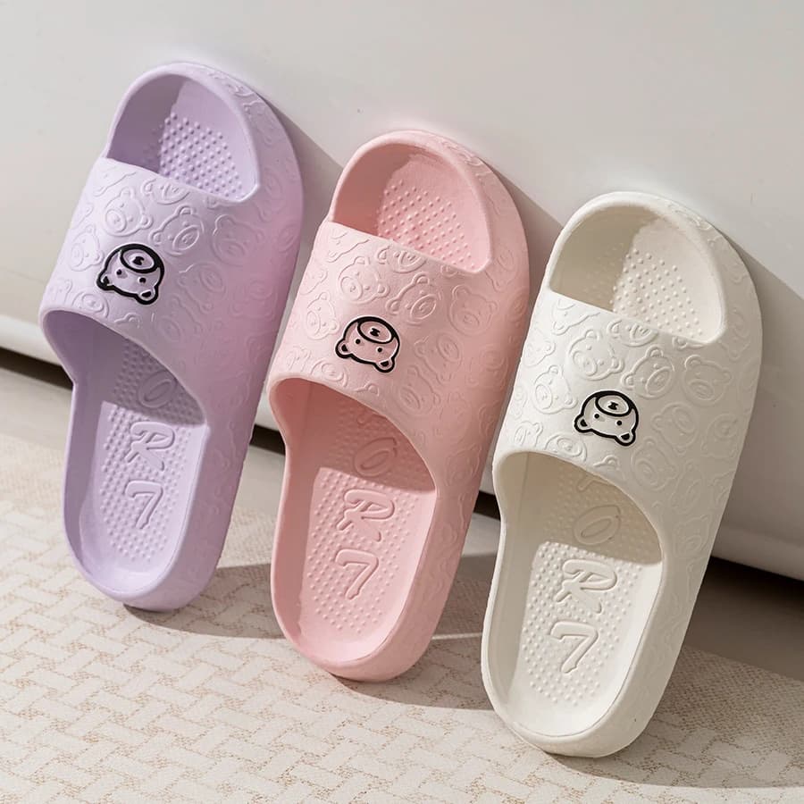 Ciabatte da donna alla moda, con suola morbida, stampa orsetto, in EVA, per interni ed esterni, da bagno, estive, fresche, per uomo e donna, modello coppia