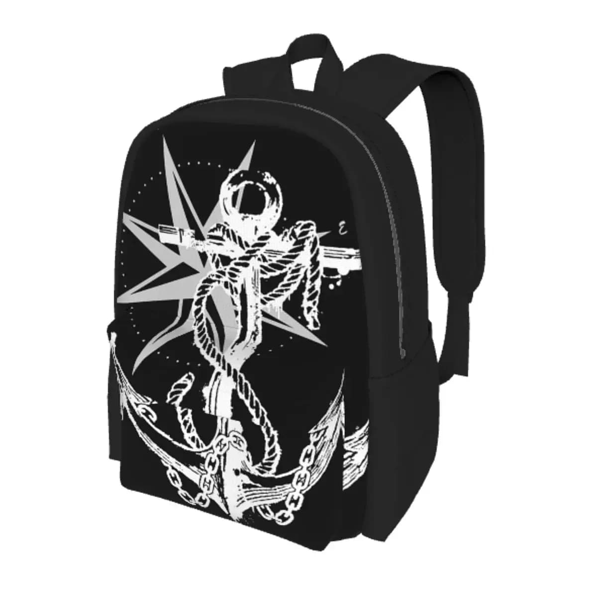 Zaino da scuola per studenti con bussola nautica, ancora da capitano e barca, borsa da viaggio per escursioni, zaino da giorno per ragazzi e ragazze, borsa a tracolla