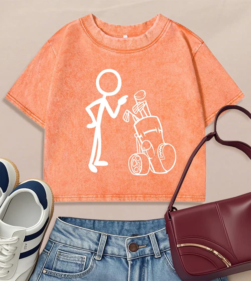 Conteggio racchette da golf Stampa magliette lavate Moda donna Top in cotone Girocollo T-shirt hip-hop T-shirt sportiva estiva
