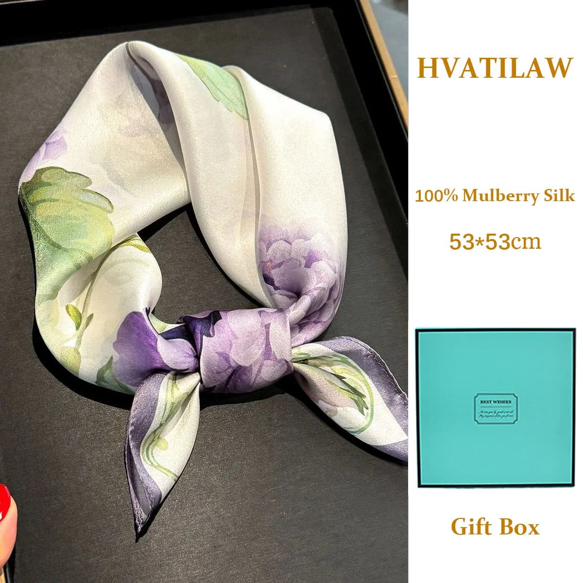Sciarpa 100% Seta da Donna, Foulard, Hijab, Fascia per Capelli, Bandana, Pashmina, Poncho, Sciarpe Quadrate, Set Regalo