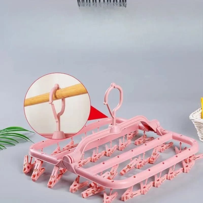 Stendibiancheria da Interno Multifunzionale con Clip Multiple, Stendino per Calzini e Biancheria Intima per Bambini, Stendibiancheria Domestico Multifunzionale