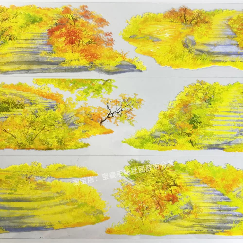 Journal Washi Pet Tape Autumn Road Muguang Zero Park Steps Ancient PET Scrapbooking Phone Case Sticker