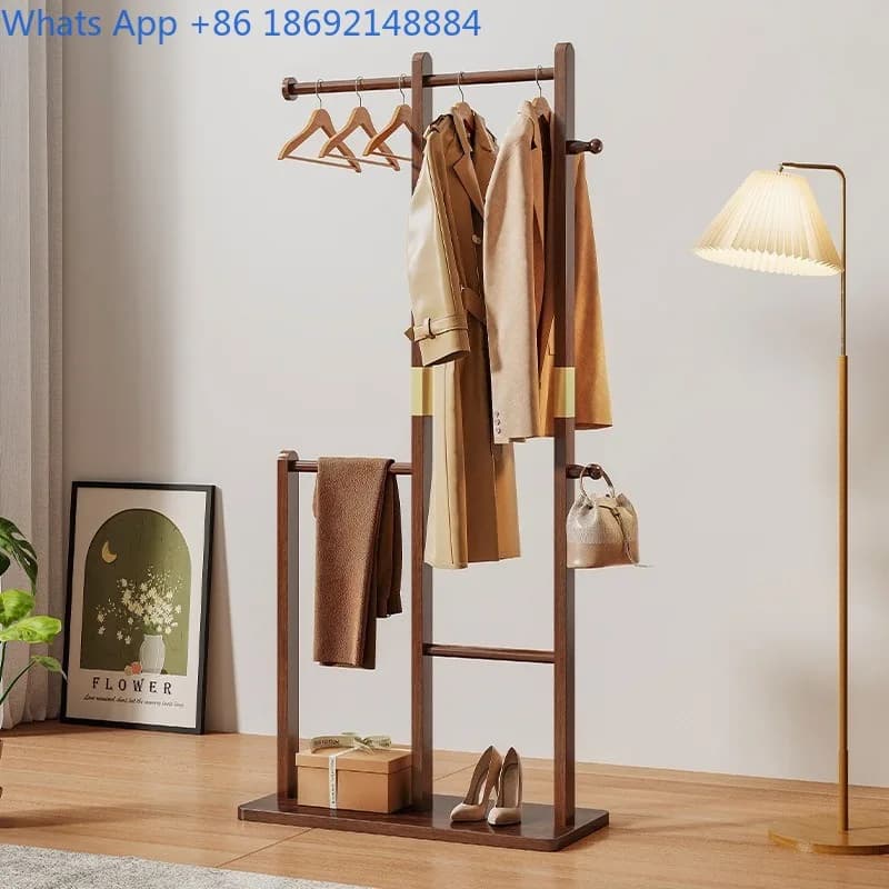 Stendibiancheria verticale semplice per interni da pavimento per camera da letto in legno massello