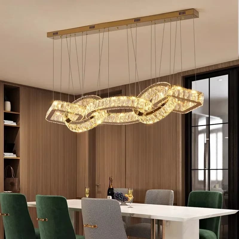 Lampadario a soffitto a LED in cristallo di lusso nordico Ristorante Bar Sala da pranzo Lampade a sospensione Decorazioni per la casa Lampada a sospensione ad anello