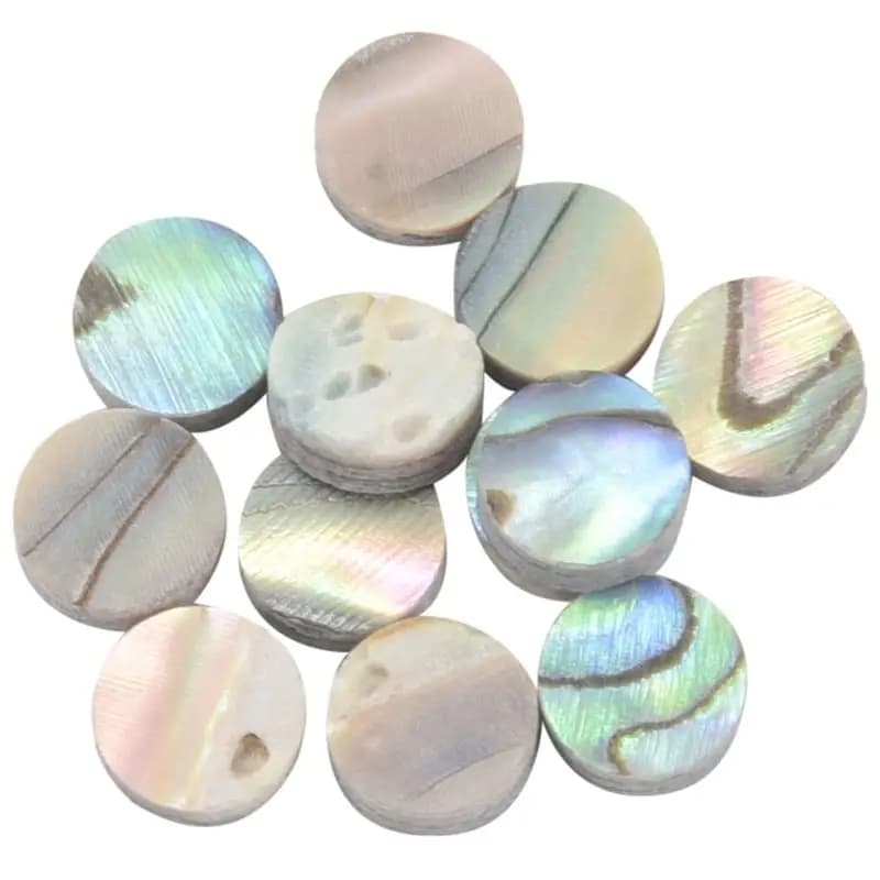 FSTE-24 Pezzi Punti di Incastonatura in Abalone della Nuova Zelanda da 6mm per Marcatori Laterali Tasti Chitarra, Ukulele, Basso