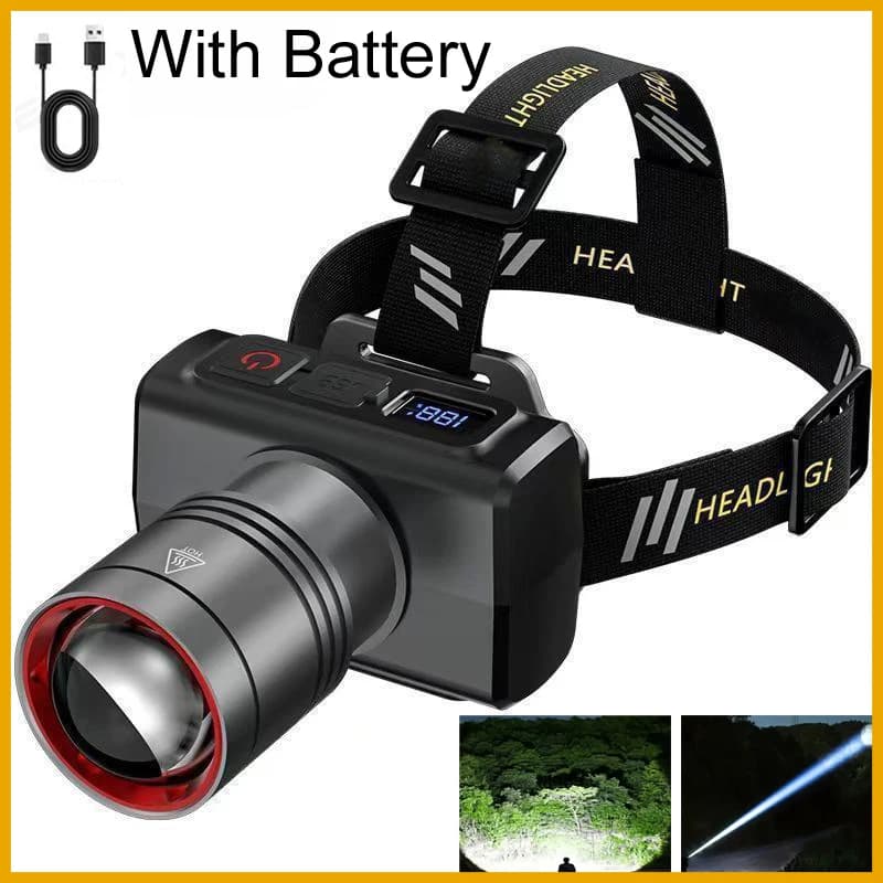 2026 LED digital Rechargeable Headlamp Super Bright Head Led Light Motion Sensor Flashlight Outdoor Camping Flashing Lantern