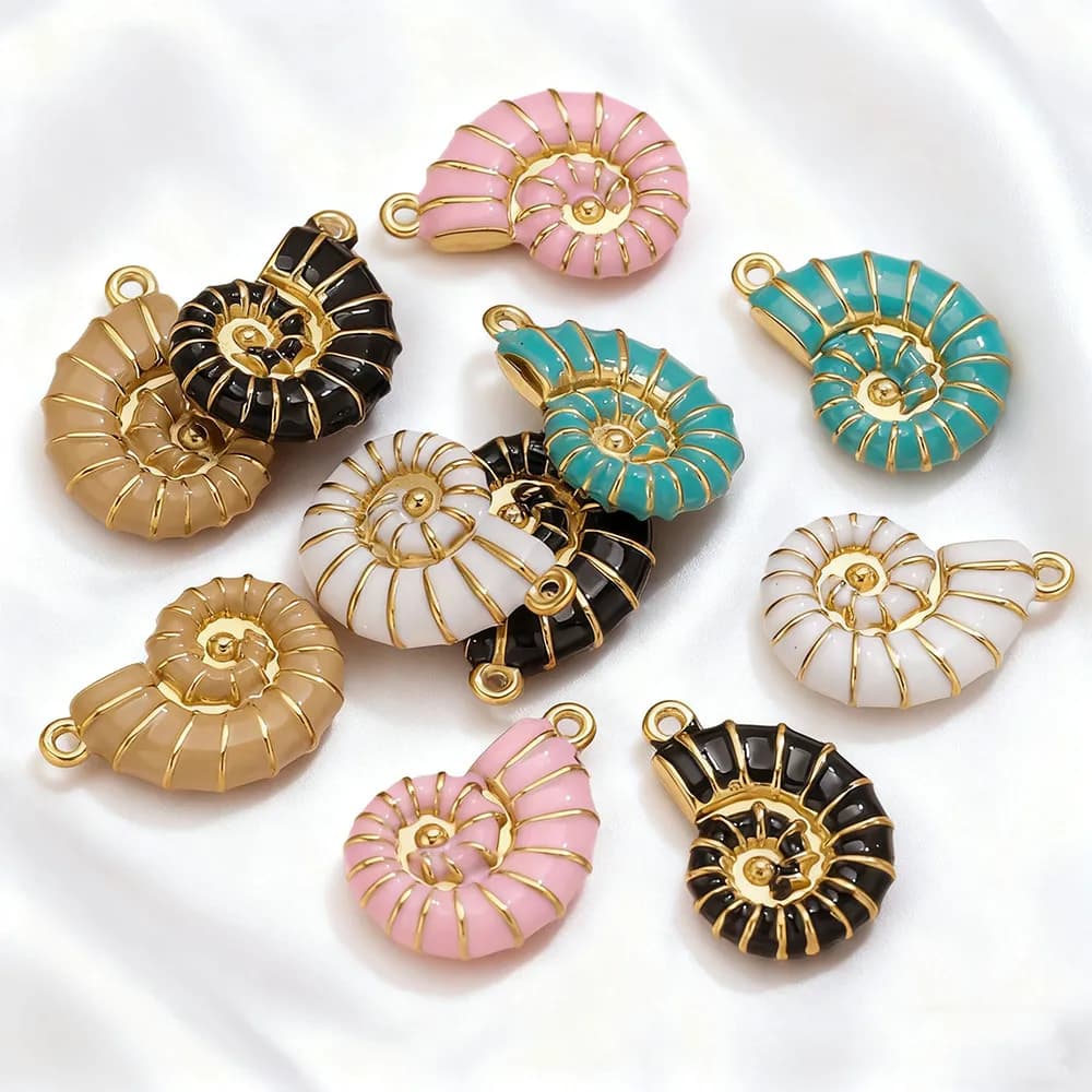 2 pezzi in acciaio inossidabile multicolore smalto bifacciale conchiglia fascino collana fai da te bracciale orecchini creazione di gioielli risultati di forniture