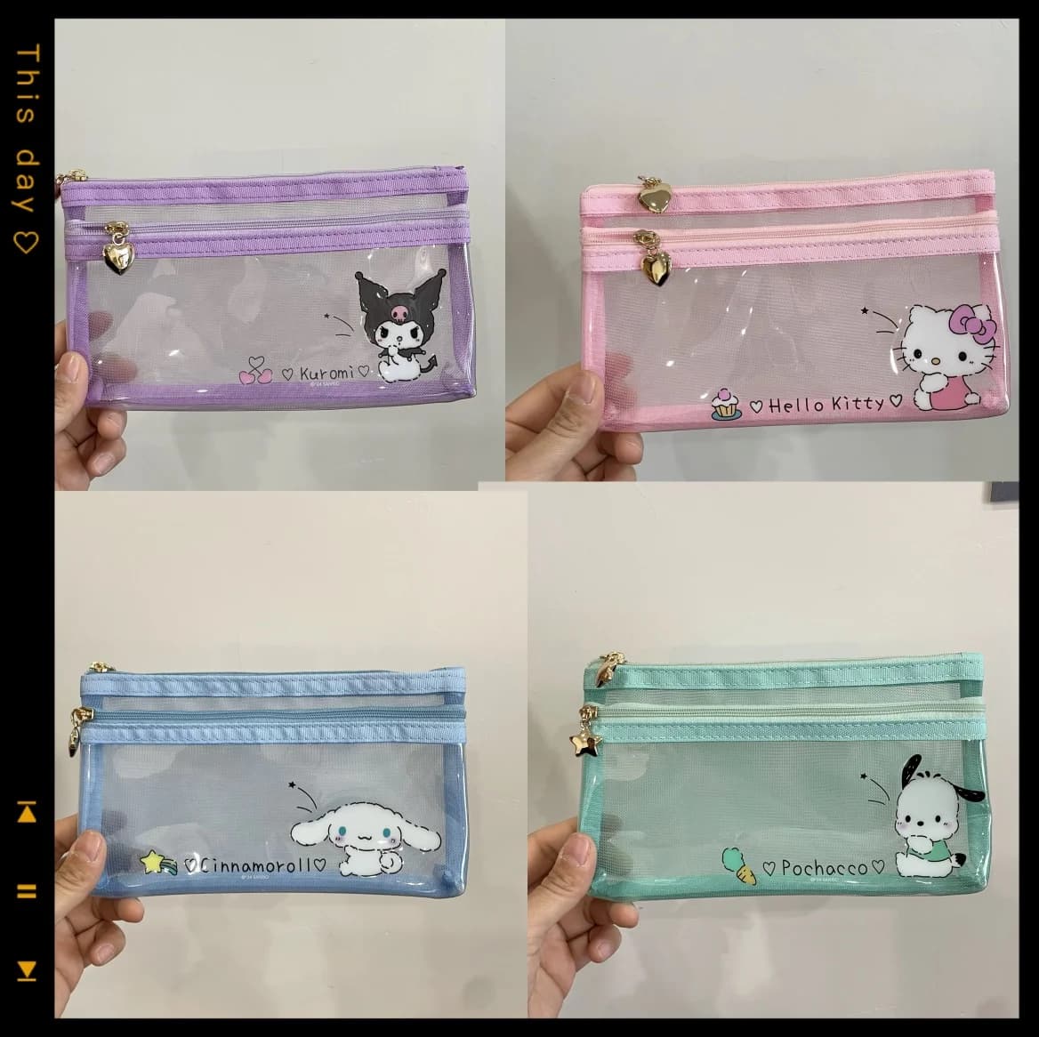 Kawaii sanrio carino hello kitty anime portamonete periferico in PVC my melody passaporto borsa identificativa a mano con cerniera borsa per rossetto