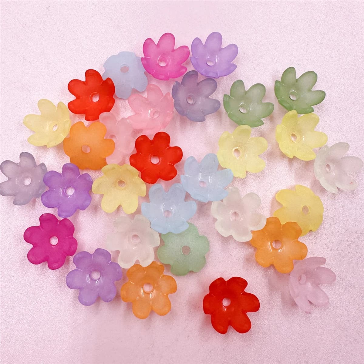 30 pz 14mm acrilico smerigliato fiore perline allentate orecchini portachiavi braccialetto fare fai da te per accessori gioielli