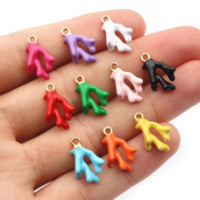 20pcs 16x10x5mm 3D Enamel Coral Charms Pendant Alloy Metal DIY Jewelry Making Accessories for Bracelet Earrings Necklace