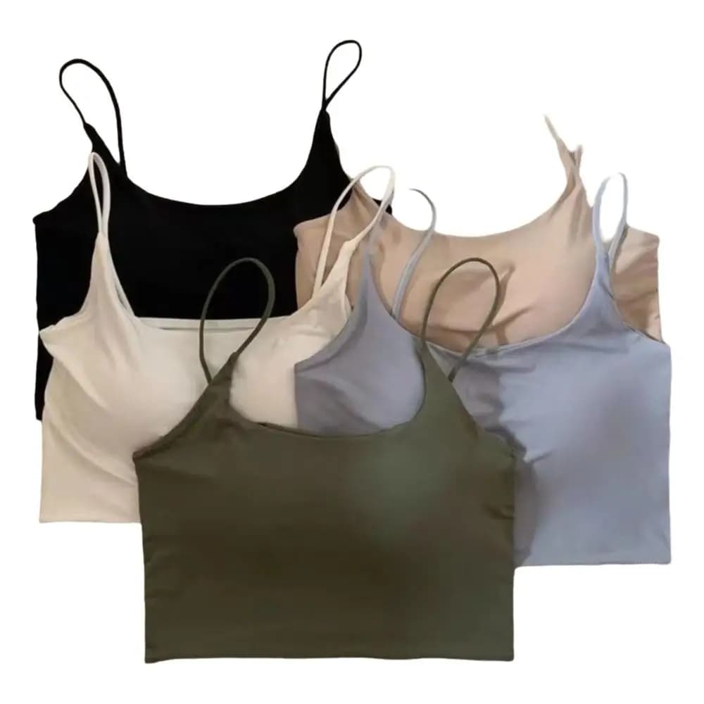New U-Neck Camisole Vest Slim Slim Fit Crop Top With Padded Cups Underwear Bottoming Shirt Daily Wear