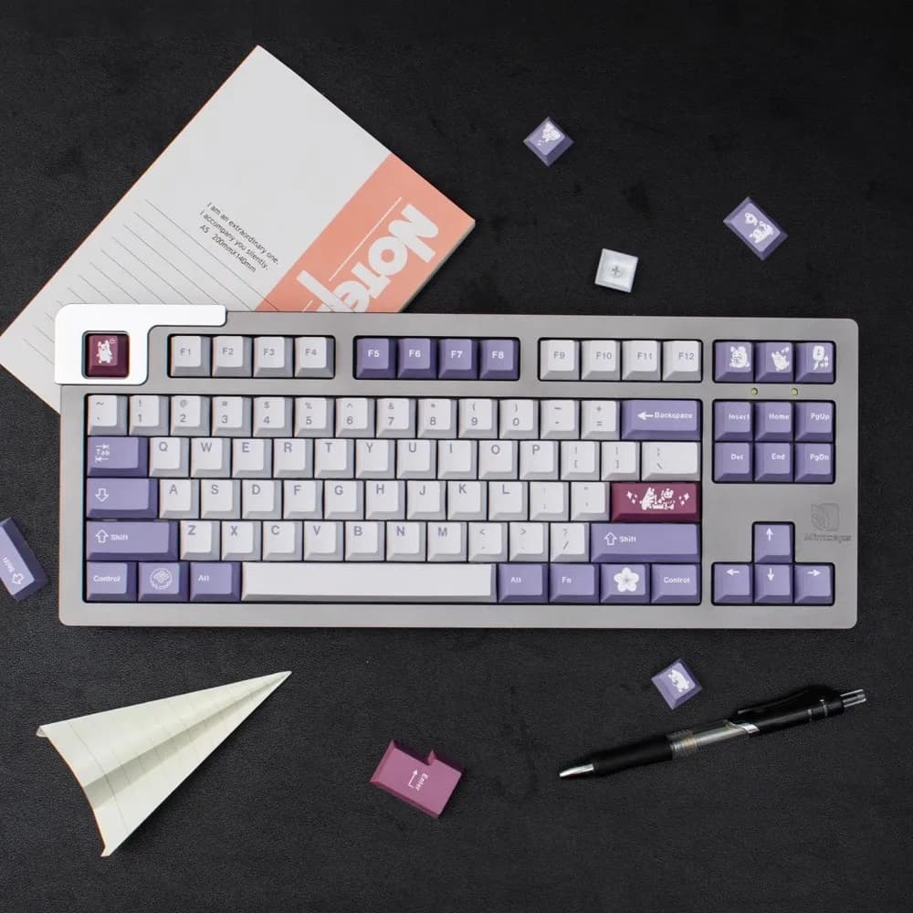 129 tasti simpatico coniglio carattere inglese Copritasti sublimazione della tintura PBT OEM Coral Sea keycap per tastiera meccanica Ikbc Cherry MX Annie