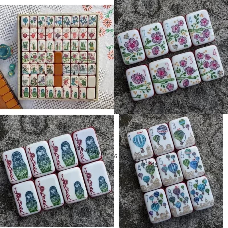 Hand-Designed American Mahjong Set Premium Artistic Acrylic Tiles Gift for Mahjong Lovers
